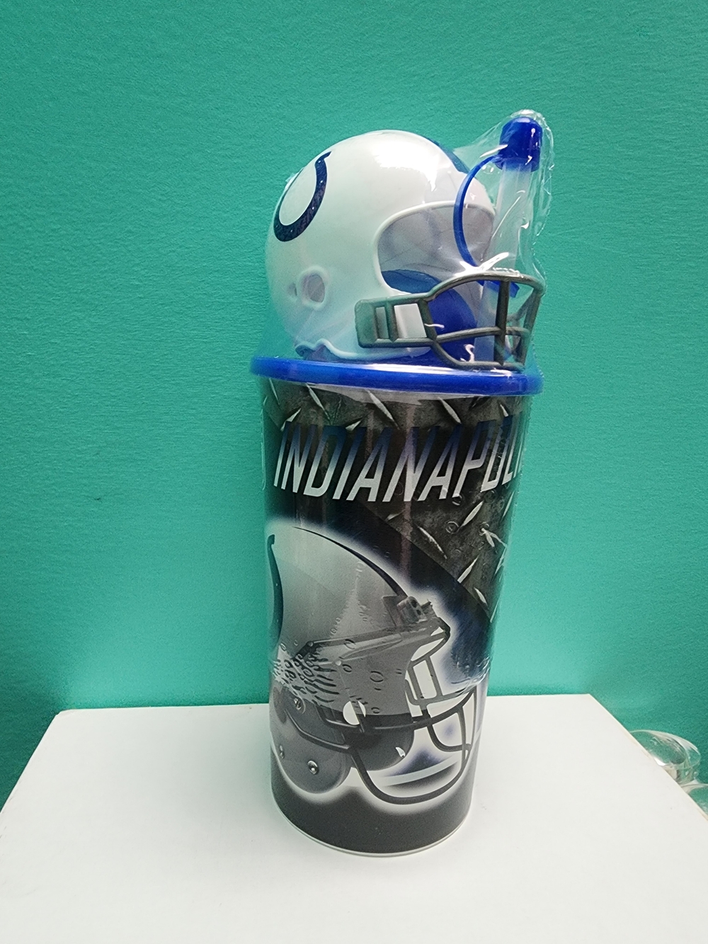 Indianapolis Themed Blue & White Party Cup with Helmet Lid
